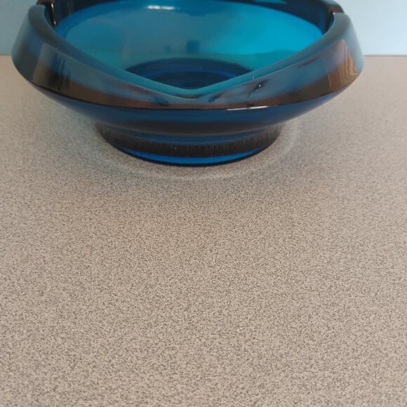Viking Glass Bluenique Tulip Ashtray, MCM - Picture 4 of 7